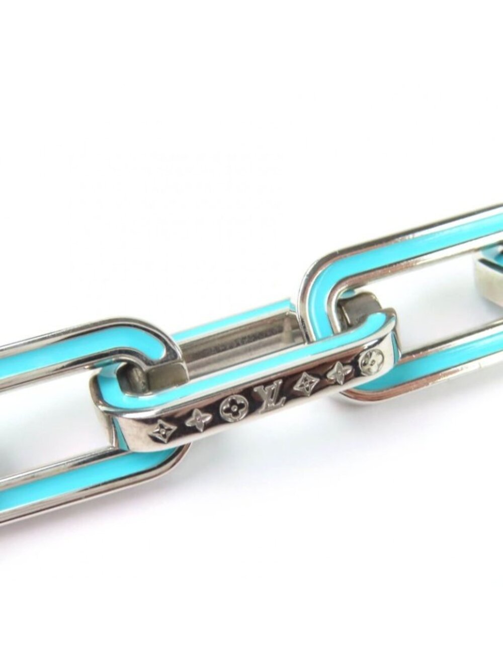 Louis Vuitton Bracelet Monogram Links Chain Silver Blue-m - Picture 4 of 6